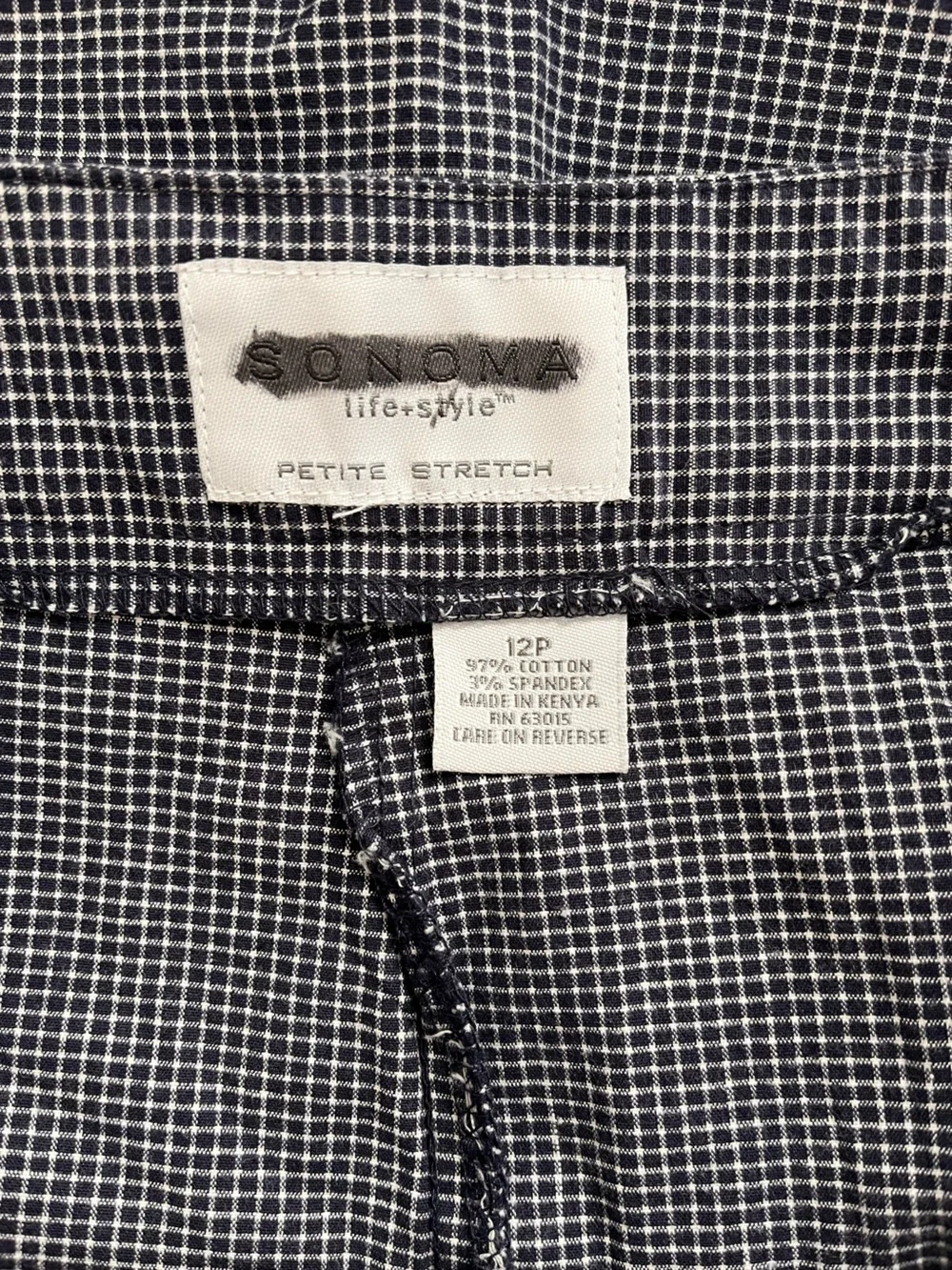 Sonoma Petite Street Navy White Gingham Wrap Skort Women’s 12P Cotton Blend